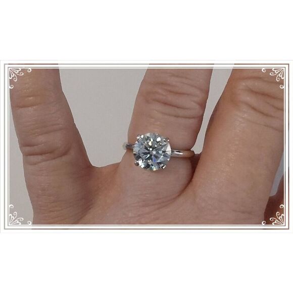 2 Ct. CERTIFIED Genuine Moissanite Diamond Round Solitaire Engagement Ring Sz 8 - Picture 4 of 5